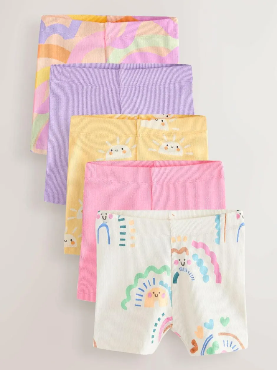 Next Rainbow Ribbed Cycle Shorts 5 Pack (3mths-7yrs) Hot