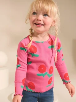 Next Rainbow Spot Long Sleeve Rib Tops 5 Pack (3mths-7yrs)