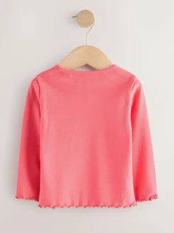 Next Rainbow Spot Long Sleeve Rib Tops 5 Pack (3mths-7yrs)