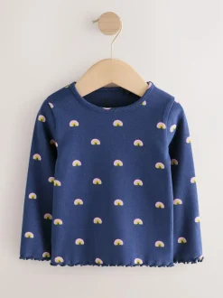 Next Rainbow Spot Long Sleeve Rib Tops 5 Pack (3mths-7yrs)