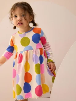 Next Rainbow Spot Long Sleeve Ribbed Dress (3mths-7yrs) Online