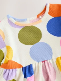 Next Rainbow Spot Long Sleeve Ribbed Dress (3mths-7yrs) Online