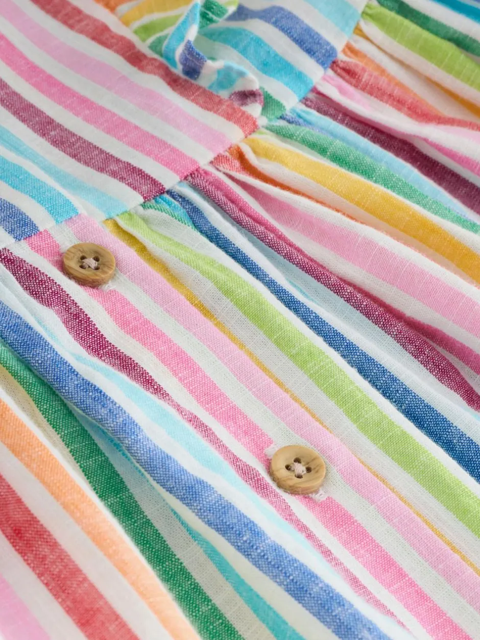 Next Rainbow Stripe Double Ruffle Sleeve Dress (3mths-8yrs) Hot
