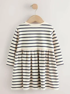 Next Rainbow Stripe Long Sleeve Embellished Dress (3mths-7yrs) Clearance