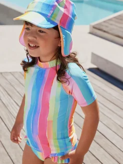 Next Short Sleeved Sunsafe Swim Set (3mths-10yrs) Rainbow Stripe New
