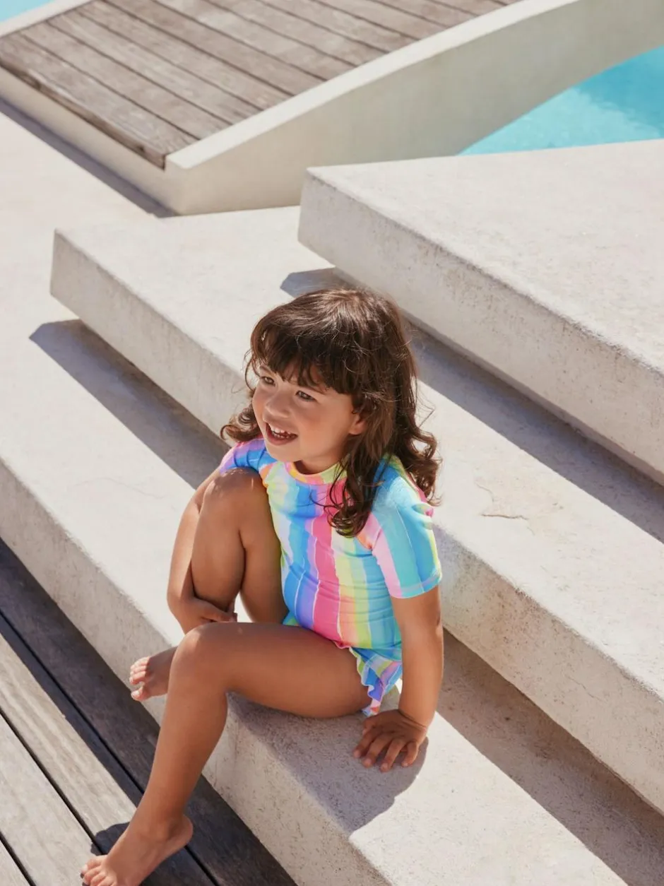 Next Short Sleeved Sunsafe Swim Set (3mths-10yrs) Rainbow Stripe New