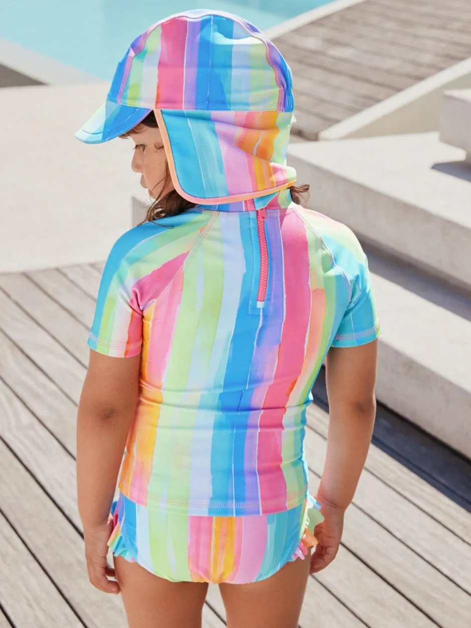 Next Short Sleeved Sunsafe Swim Set (3mths-10yrs) Rainbow Stripe New