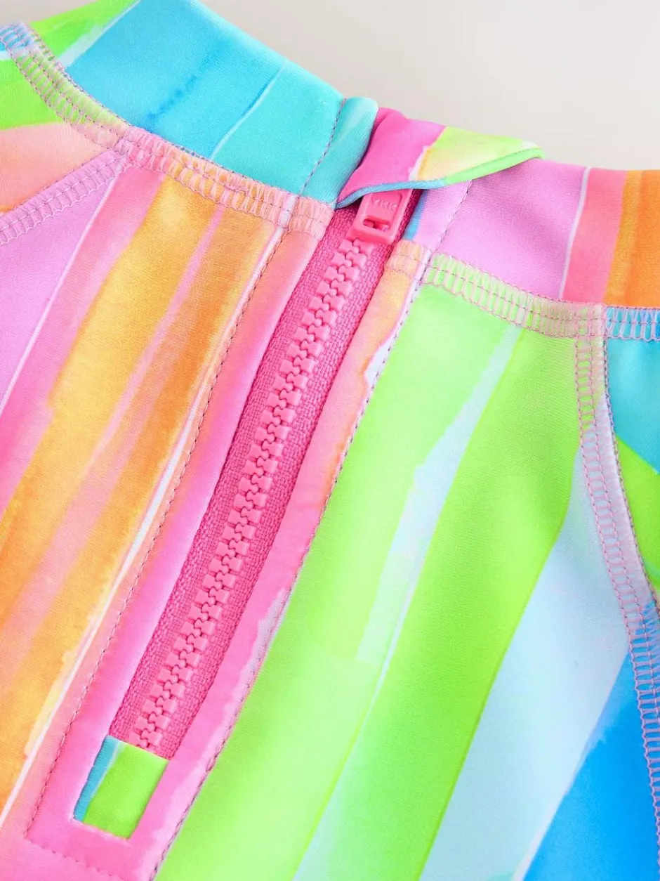 Next Short Sleeved Sunsafe Swim Set (3mths-10yrs) Rainbow Stripe New