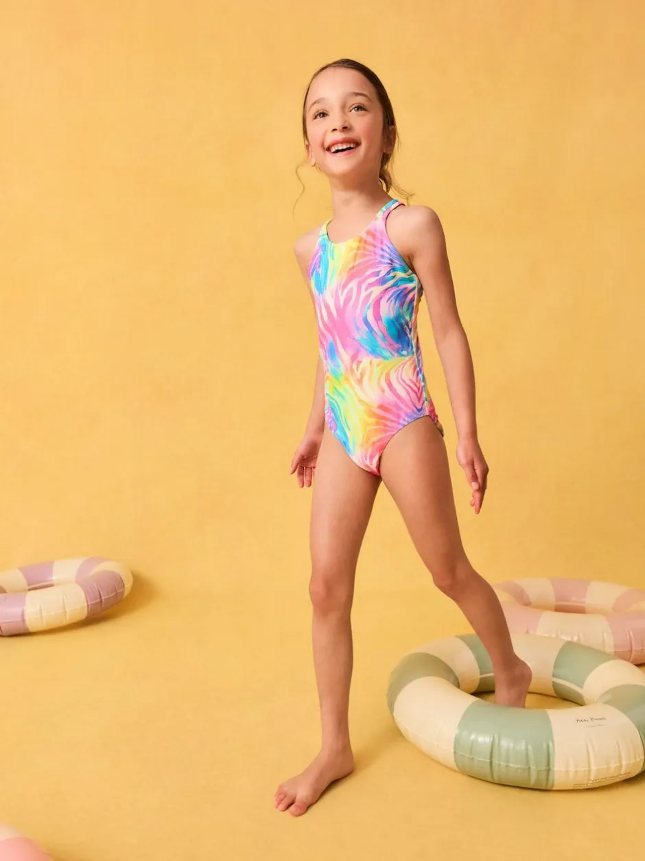 Next Rainbow Zebra Double Strap Swimsuit (3-16yrs) Online