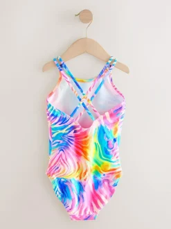 Next Rainbow Zebra Double Strap Swimsuit (3-16yrs) Online