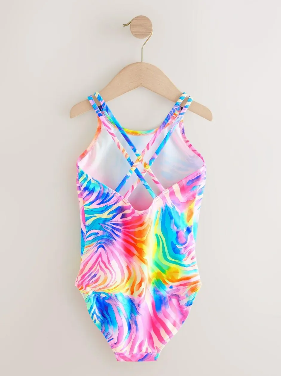 Next Rainbow Zebra Double Strap Swimsuit (3-16yrs) Online