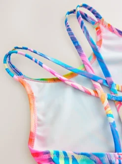 Next Rainbow Zebra Double Strap Swimsuit (3-16yrs) Online