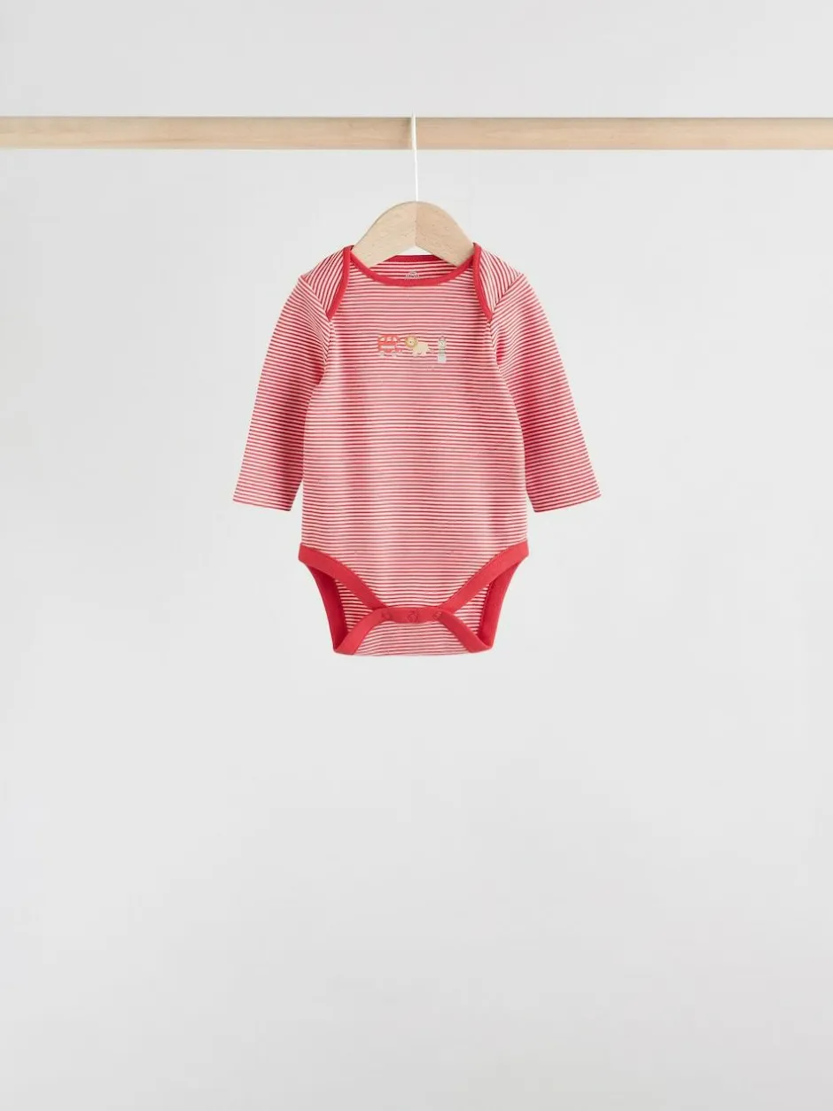 Next Red Baby London Long Sleeve Bodysuits 5 Pack