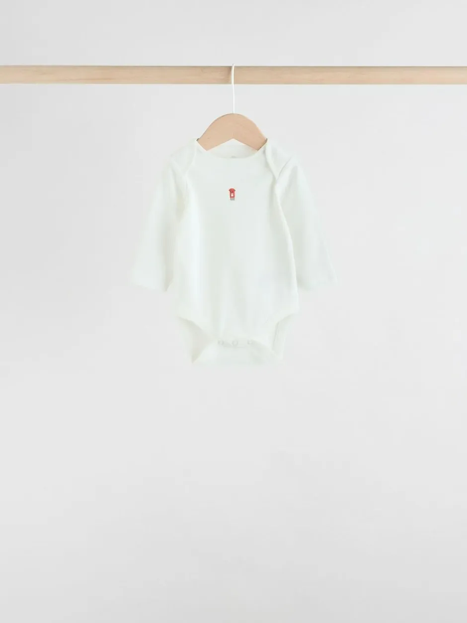 Next Red Baby London Long Sleeve Bodysuits 5 Pack