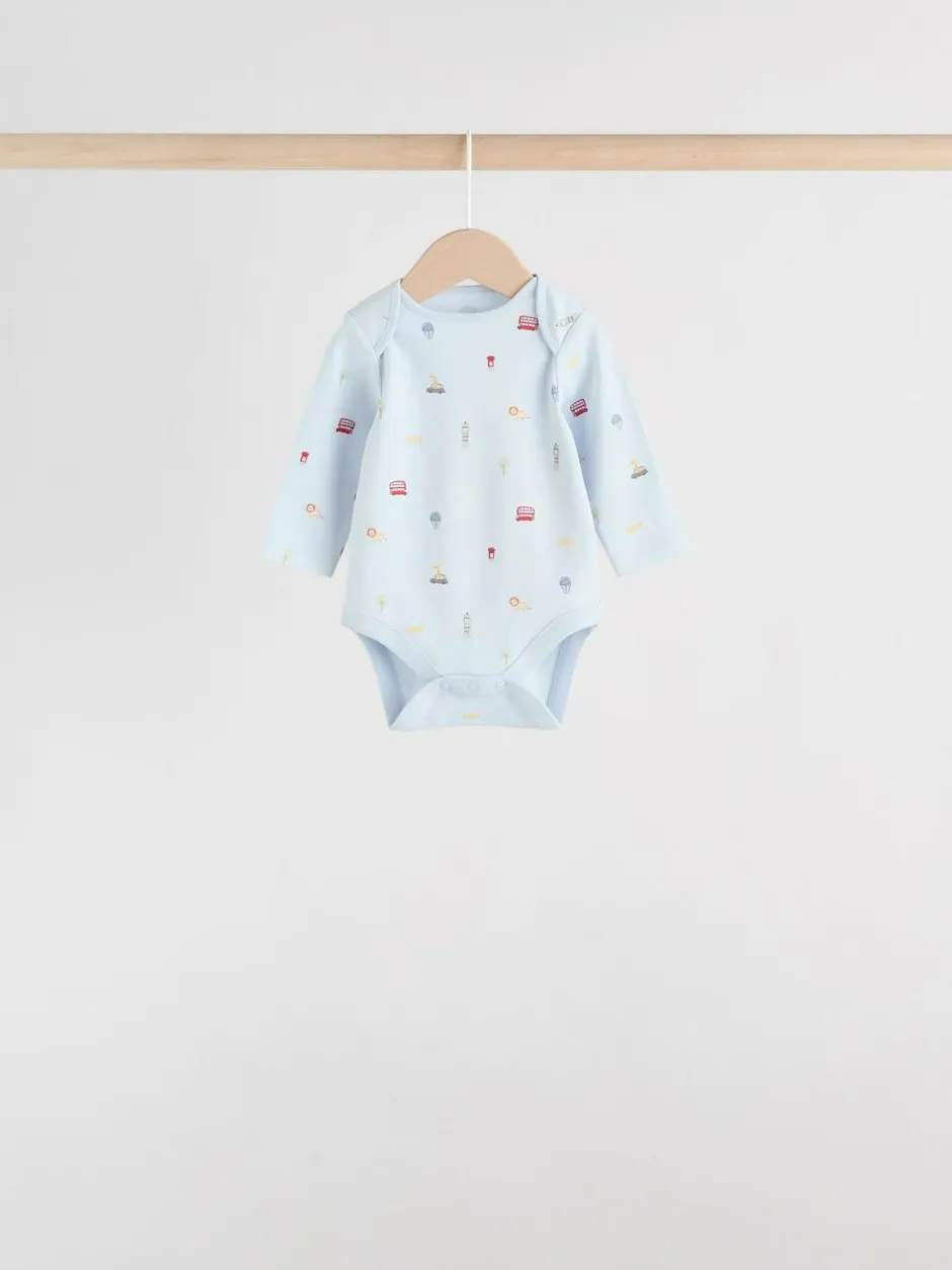 Next Red Baby London Long Sleeve Bodysuits 5 Pack