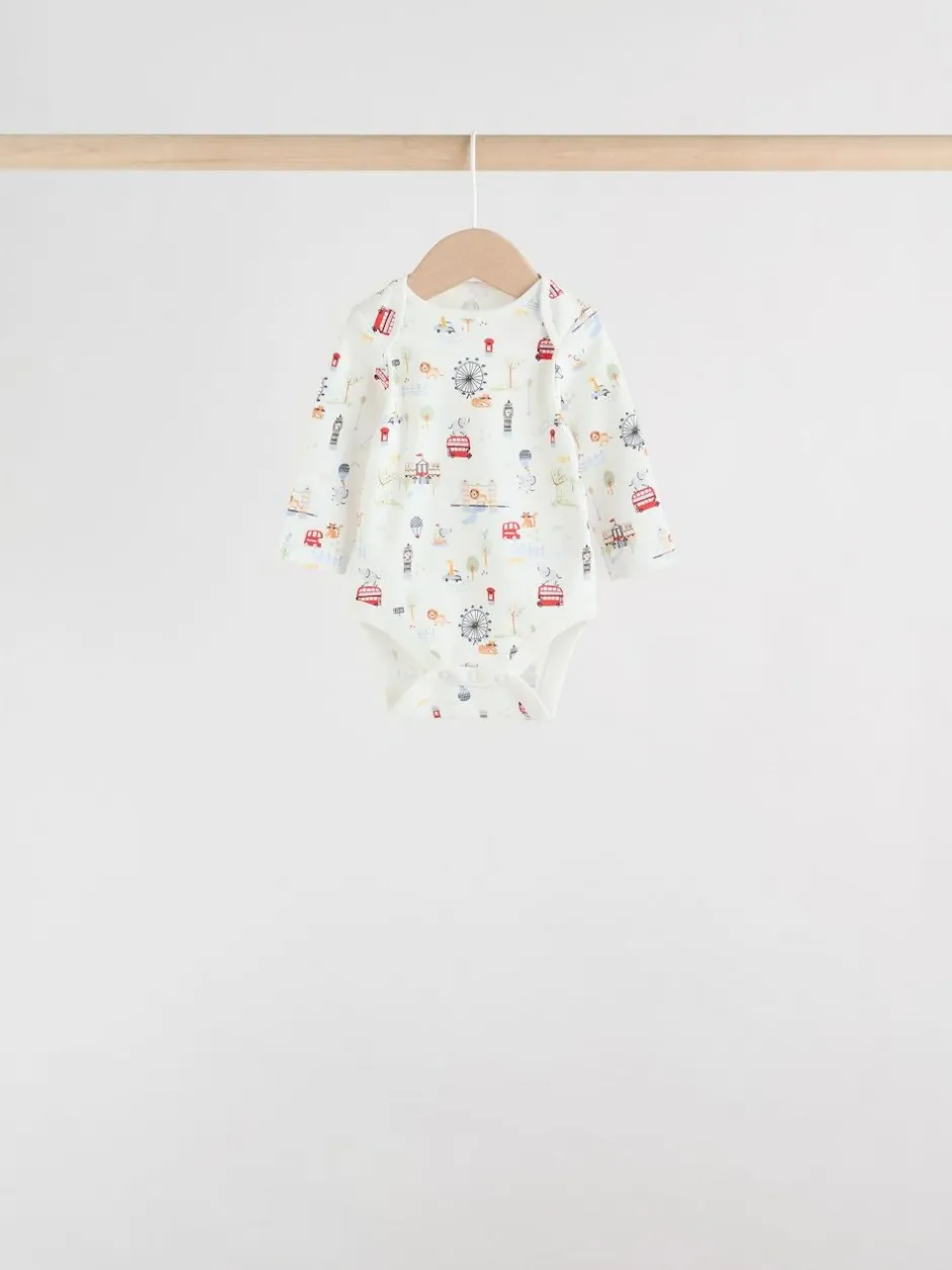 Next Red Baby London Long Sleeve Bodysuits 5 Pack