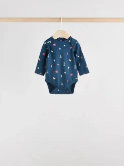 Next Red Baby London Long Sleeve Bodysuits 5 Pack