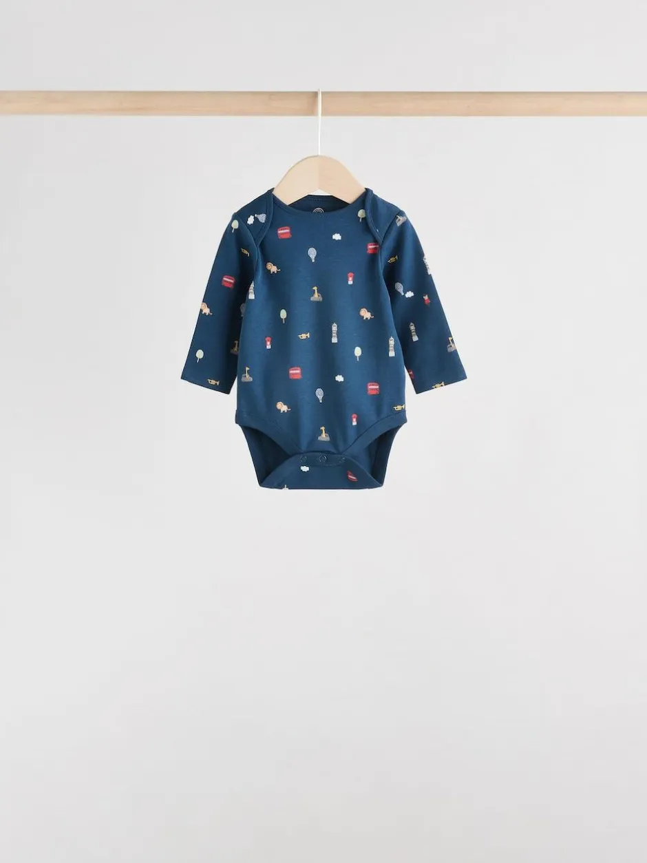 Next Red Baby London Long Sleeve Bodysuits 5 Pack