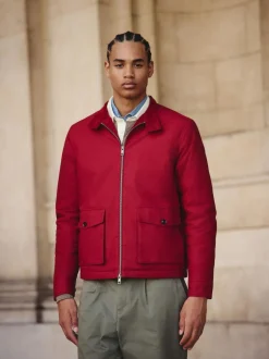 Next Borg Lined Shower Resistant Harrington Jacket Red Hot