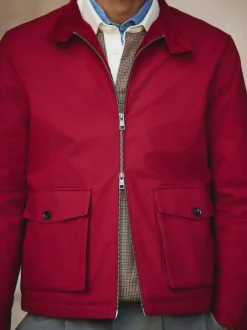 Next Borg Lined Shower Resistant Harrington Jacket Red Hot