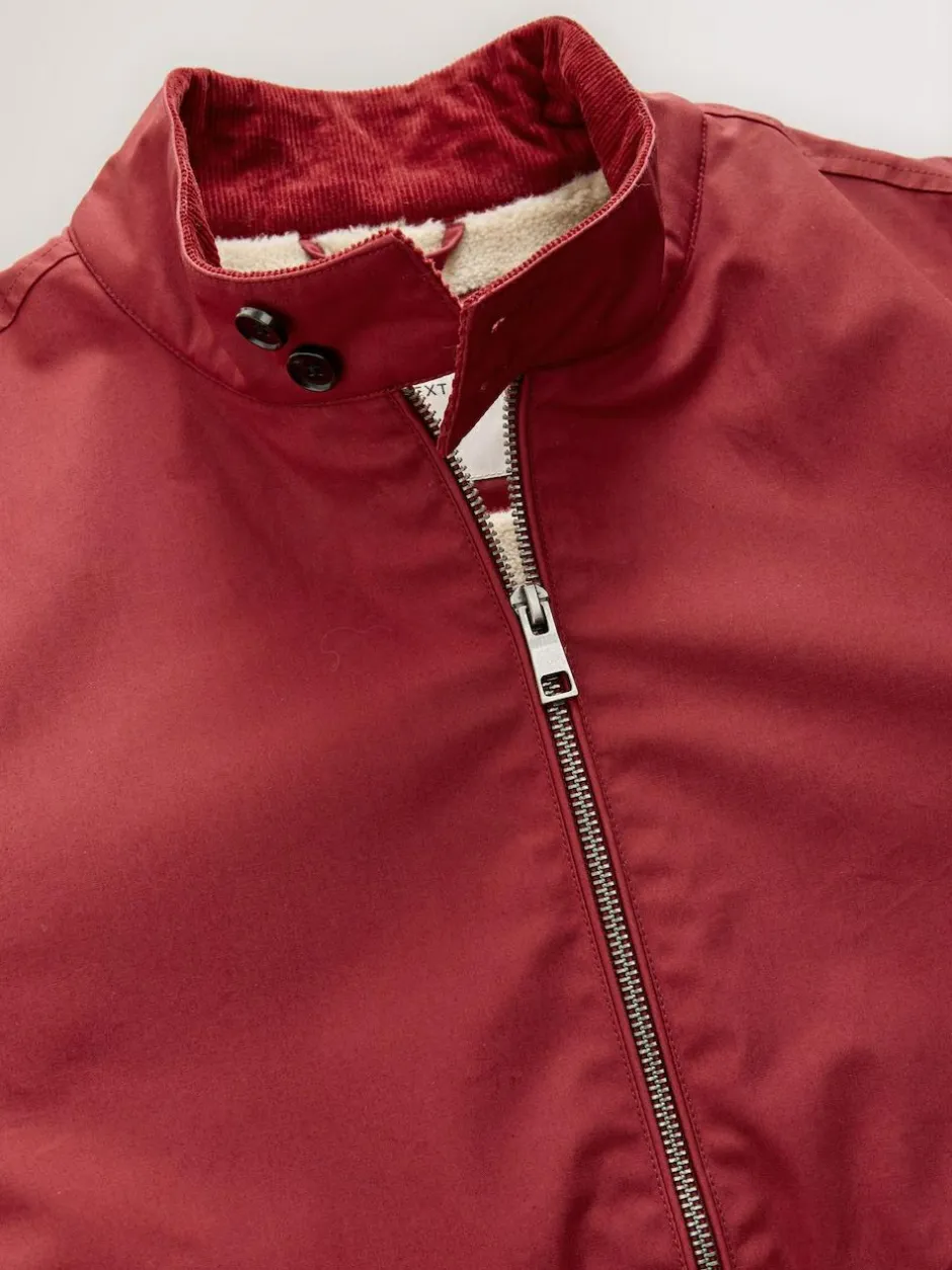 Next Borg Lined Shower Resistant Harrington Jacket Red Hot