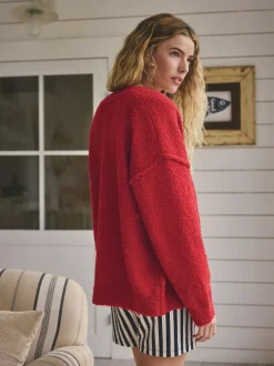 Next Boucle Cardigan Red Sale