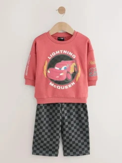 Next Red Charcoal Cars Crew Sweatshirt and Joggers Set (9mths-8yrs) Clearance