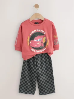 Next Red Charcoal Cars Crew Sweatshirt and Joggers Set (9mths-8yrs) Clearance