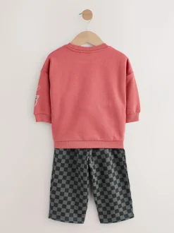 Next Red Charcoal Cars Crew Sweatshirt and Joggers Set (9mths-8yrs) Clearance