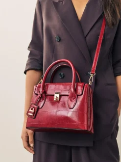 Next Croc Effect Hand Held Bag Red Online