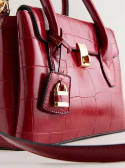 Next Croc Effect Hand Held Bag Red Online