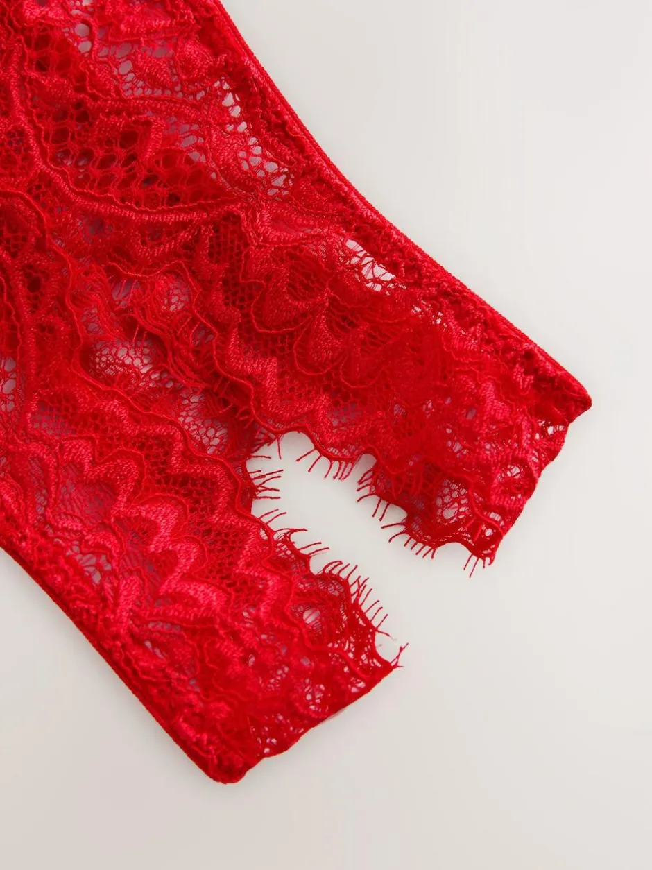 Next Crotchless Thong Lace Knickers Red Sale
