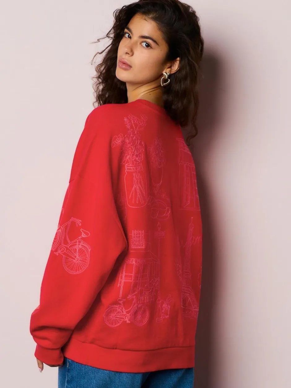 Next Red Embroidered Sweatshirt Hot