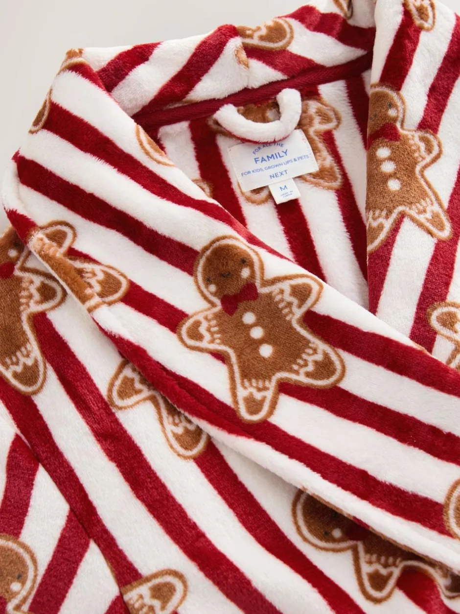 Next Red Gingerbread Matching Family Christmas Cosy Fleece Dressing Gown Sale