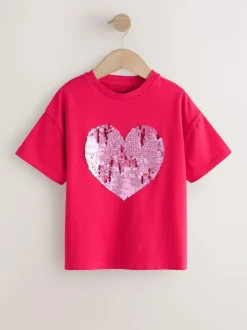 Next Sequin T-Shirt (3-16yrs) Red Heart New