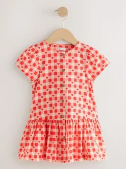 Next Short Sleeve Cotton Dress (3mths-8yrs) Red Heart Outlet