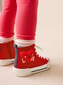 Next Standard Fit (F) High Top Trainers Red Heart New