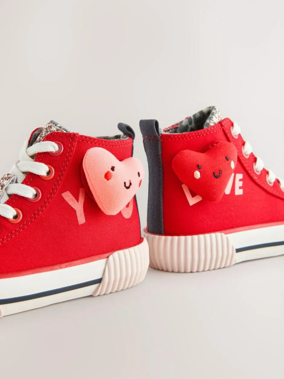 Next Standard Fit (F) High Top Trainers Red Heart New