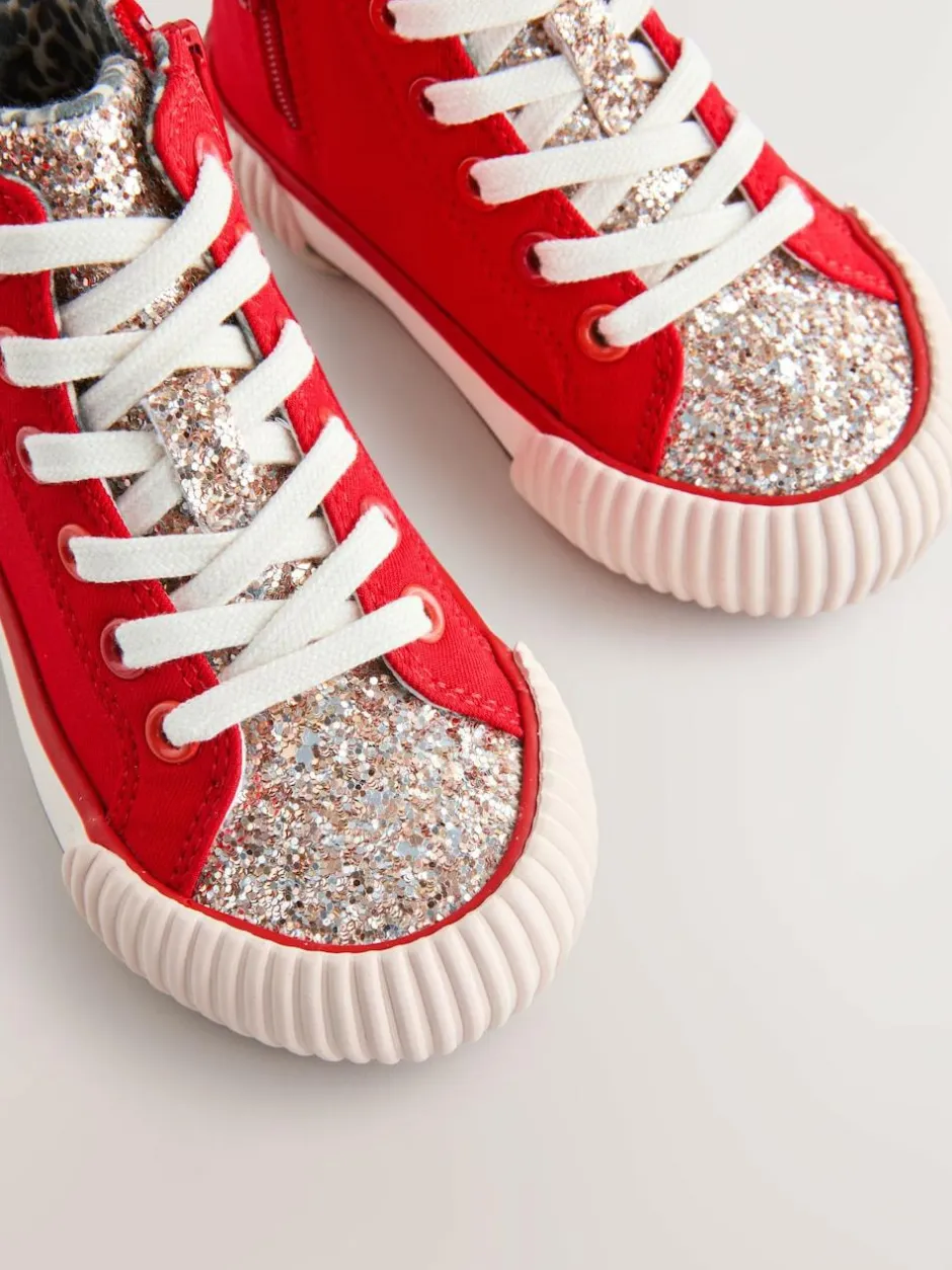 Next Standard Fit (F) High Top Trainers Red Heart New