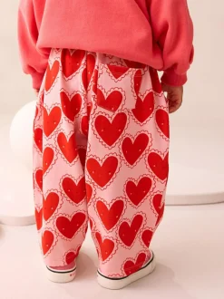 Next Red Heart Textured Barrel Leg Trousers (3mths-7yrs) Online