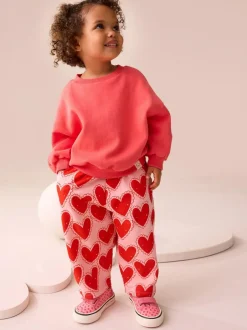 Next Red Heart Textured Barrel Leg Trousers (3mths-7yrs) Online