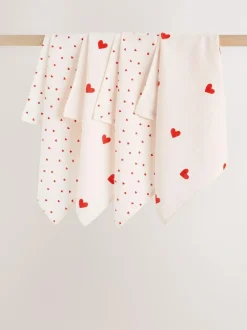 Next Baby Muslins Cloths 4 Pack Red Hearts Sale