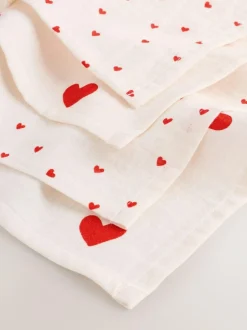 Next Baby Muslins Cloths 4 Pack Red Hearts Sale
