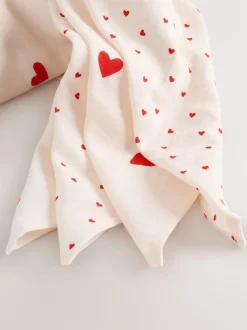 Next Baby Muslins Cloths 4 Pack Red Hearts Sale