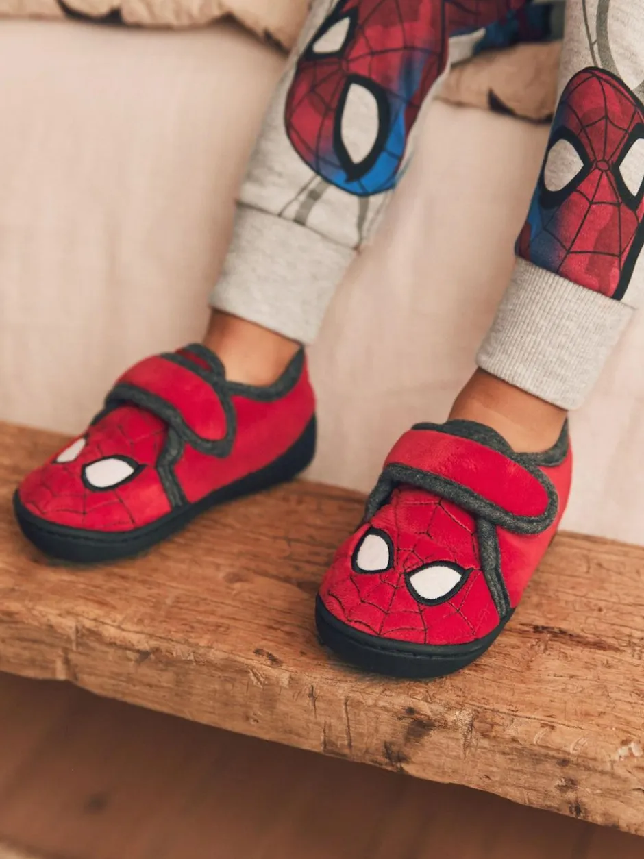 Next Red Spiderman Marvel Touch Fastening Cupsole Print Slippers Online
