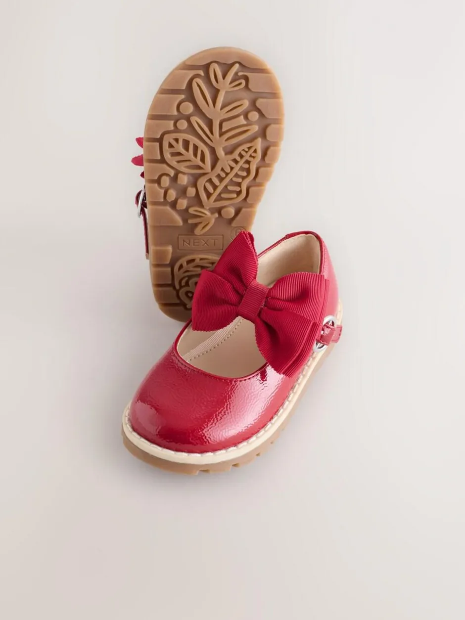 Next Standard Fit (F) Chunky Bow Mary Jane Shoes Red Hot