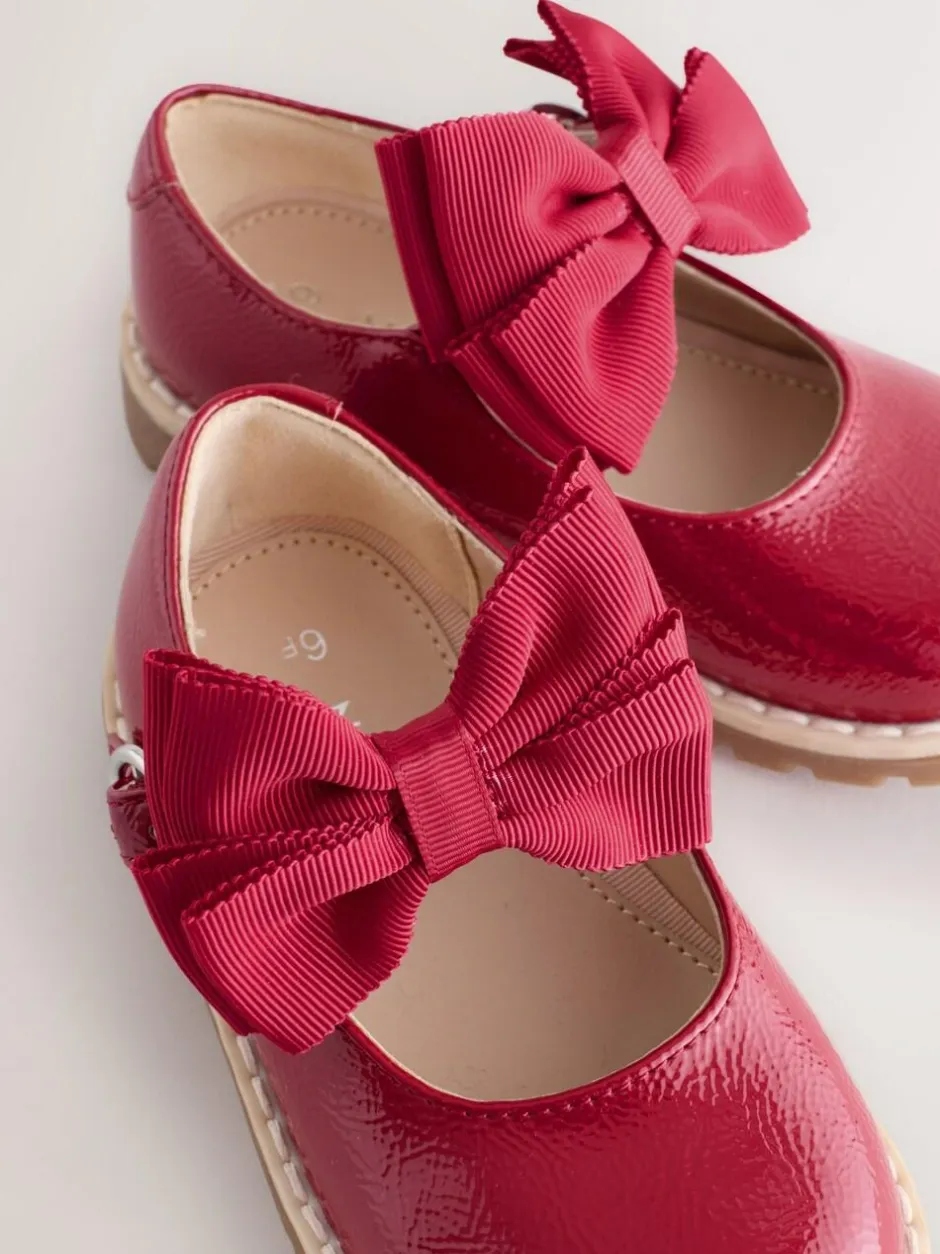 Next Standard Fit (F) Chunky Bow Mary Jane Shoes Red Hot