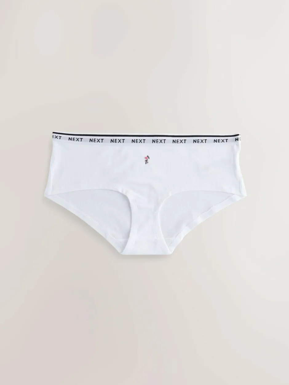 Next Short Cotton Logo Knickers 7 Pack Red Tablescape Print