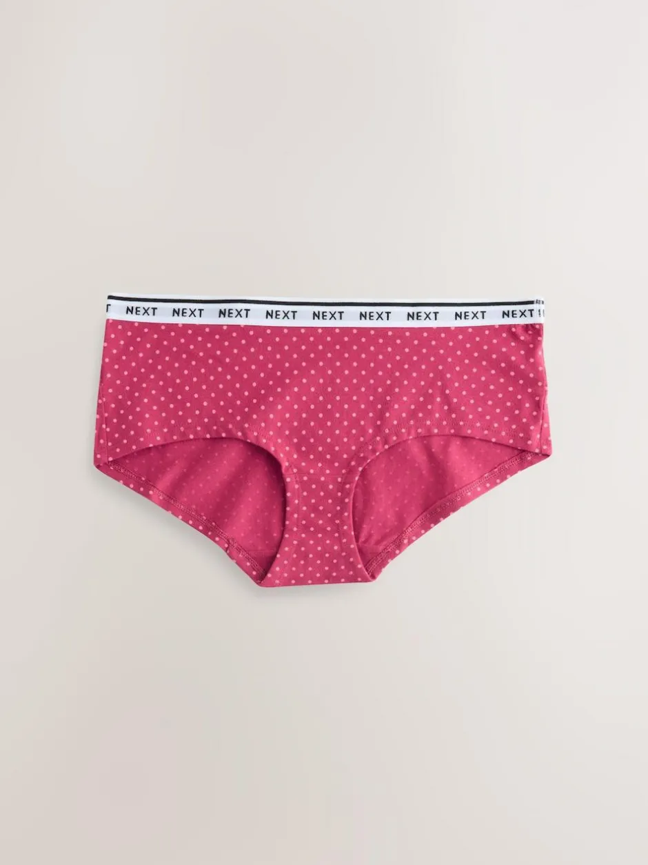 Next Short Cotton Logo Knickers 7 Pack Red Tablescape Print