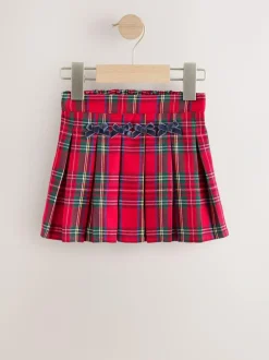 Next Red Tartan Bow Skirt with Navy Tights (3mths-7yrs) Clearance